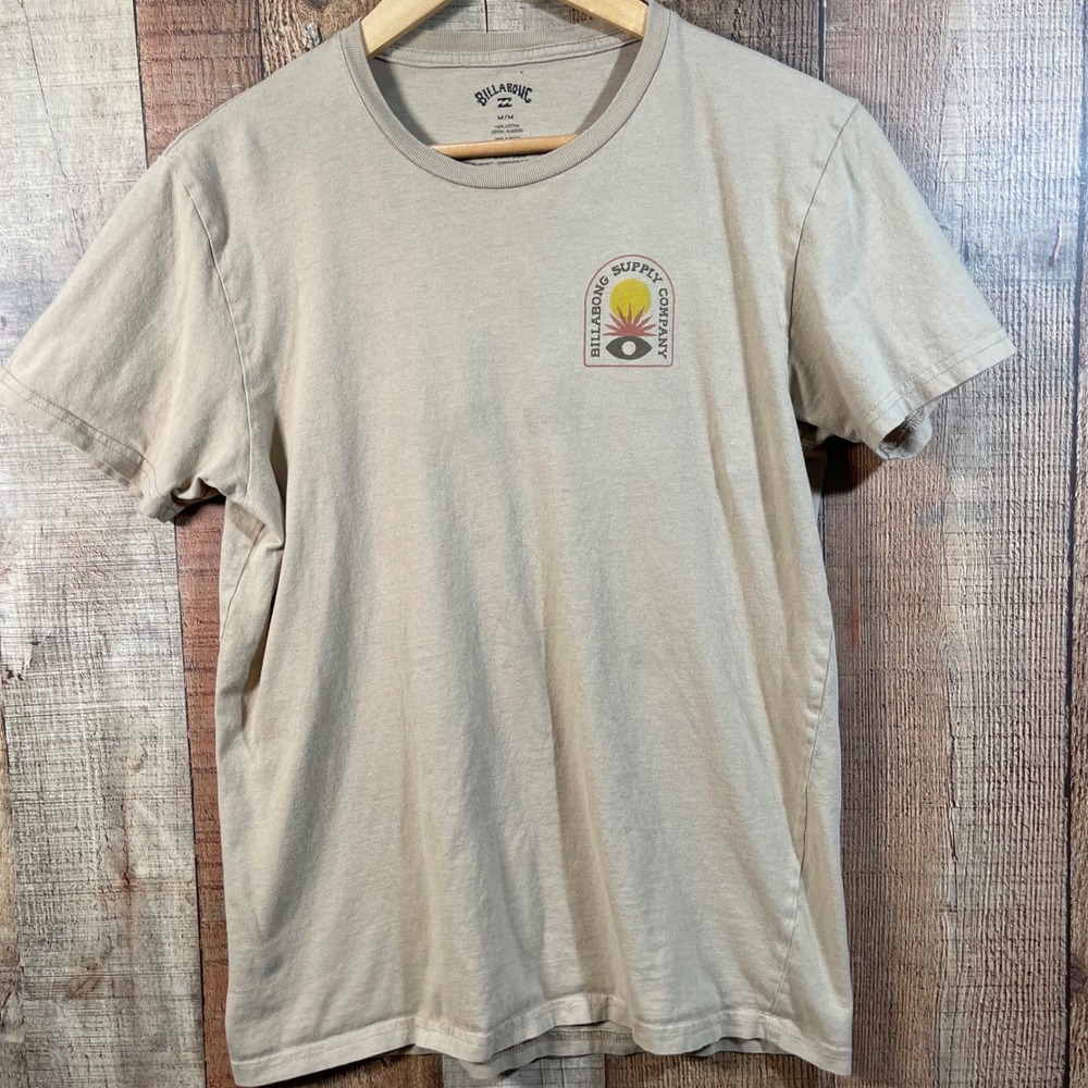 Billabong Tan Cotton Graphic Tee Surf Supply Company Sun Logo Shirt Mens Medium